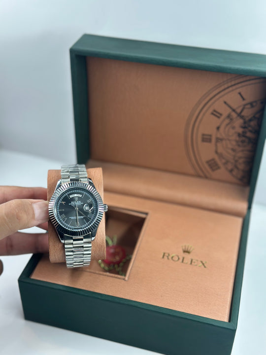 Rolex Day Date Grey Dial with silver chain