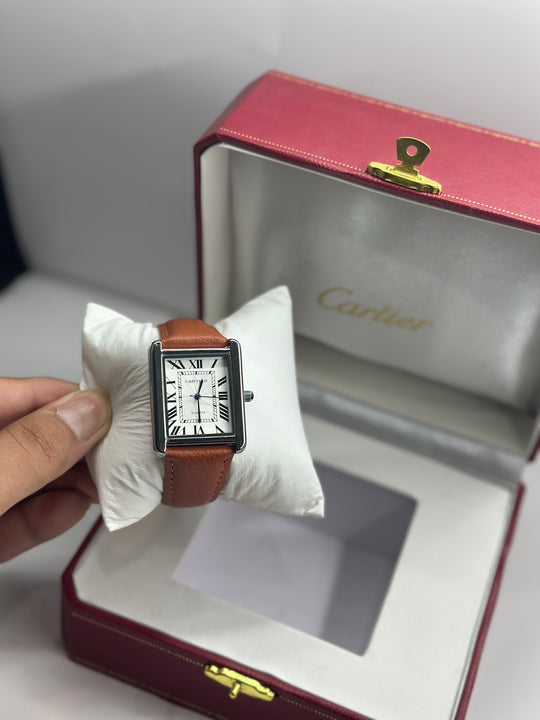 Cartier Tank White Dial (Orange Strap)