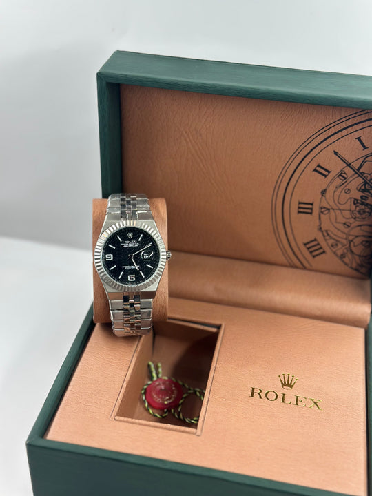 Rolex Land Dweller Black Dial With Silver Jubilee Chain