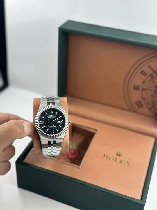 Rolex Land Dweller Black Dial With Silver Jubilee Chain