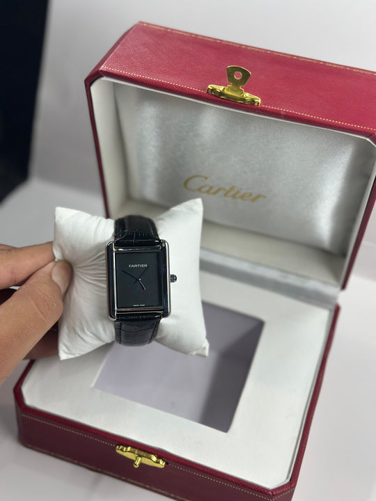 Cartier Tank Black Dial (Black Strap)