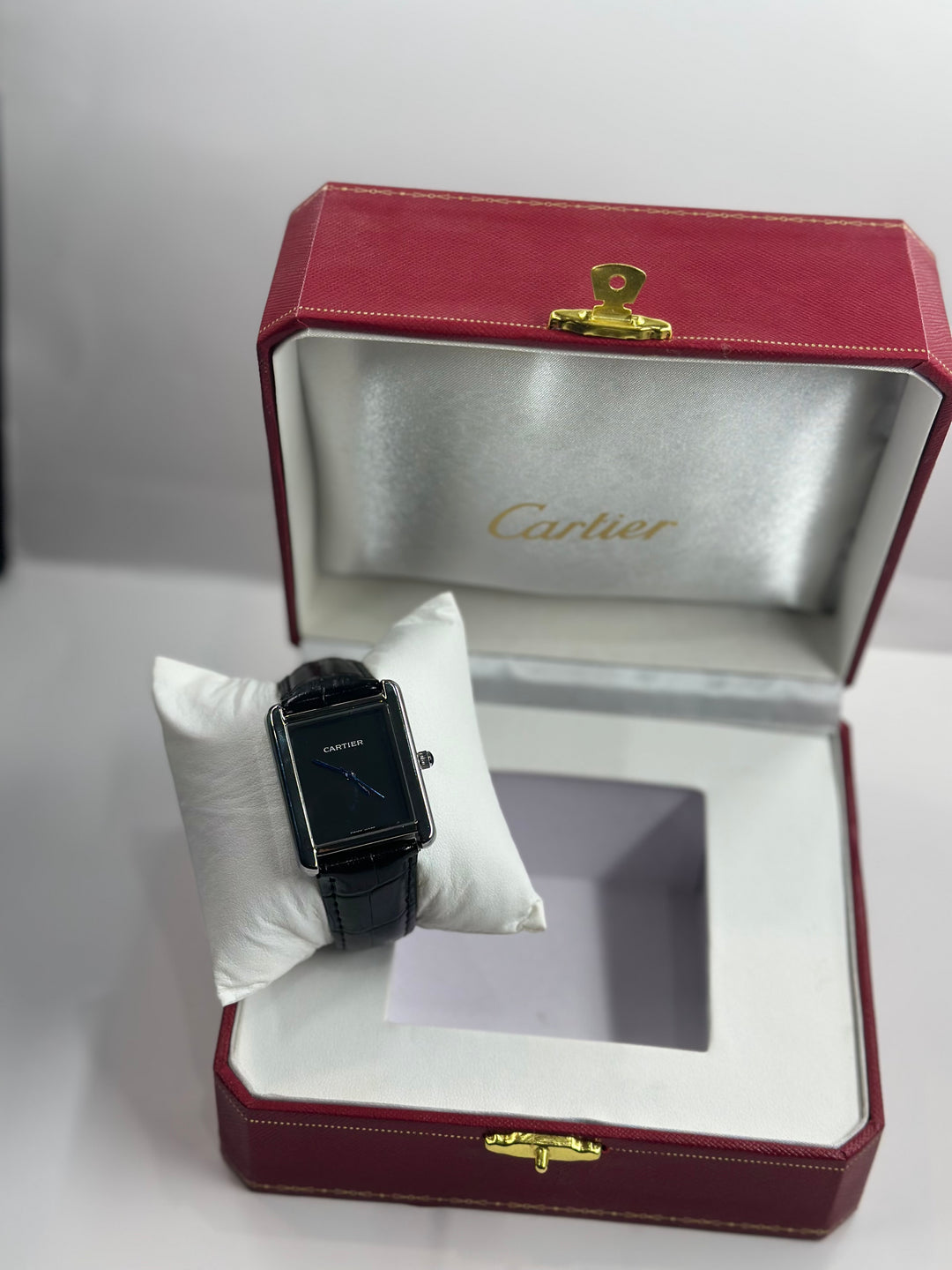 Cartier Tank Black Dial (Black Strap)