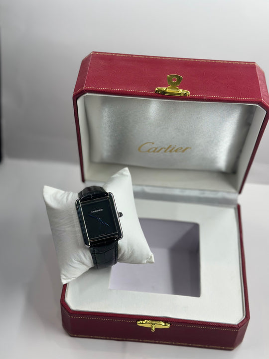 Cartier Tank Black Dial (Black Strap)