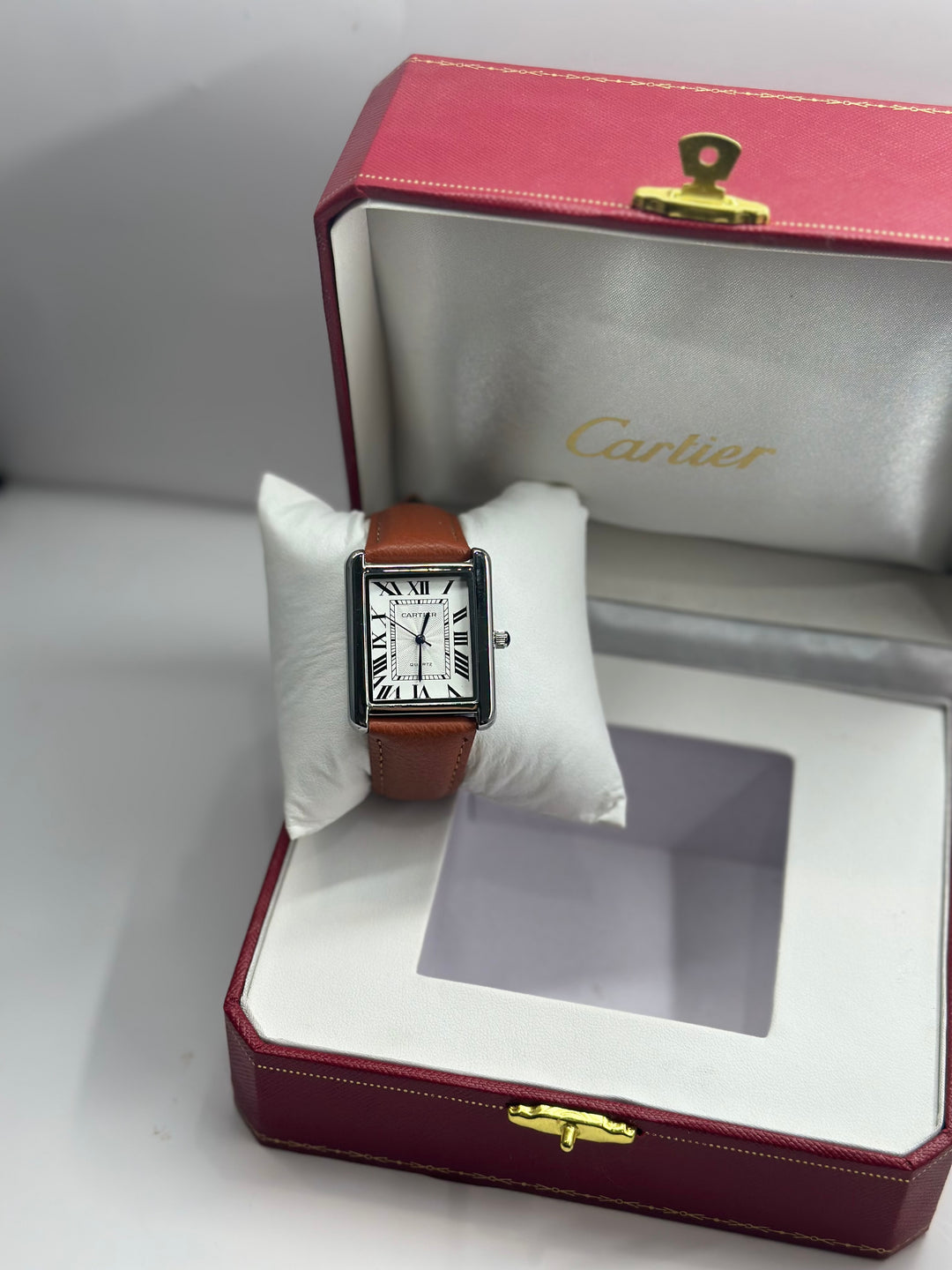 Cartier Tank White Dial (Orange Strap)