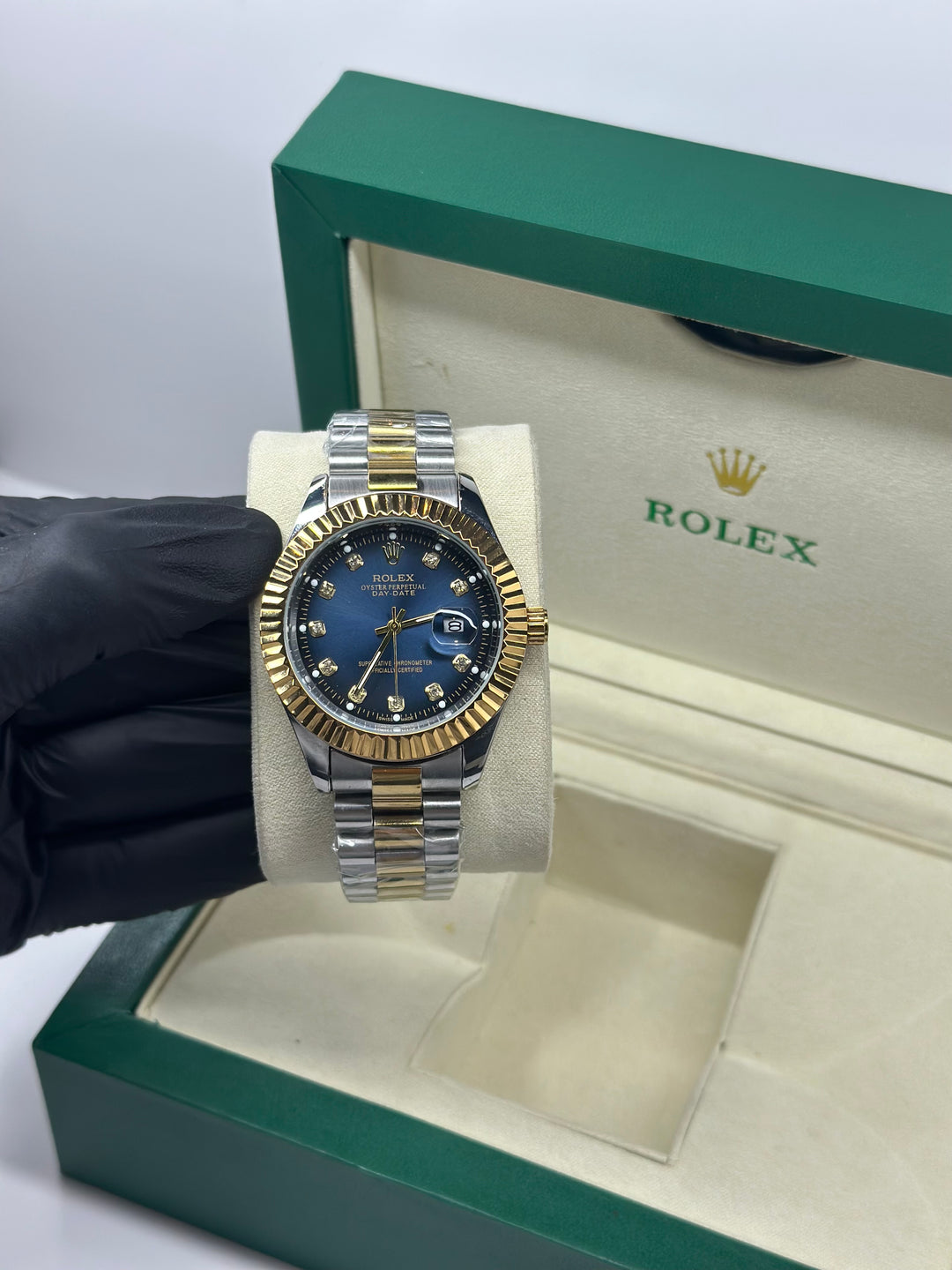 Rolex Date Just Light Blue With Two Tone