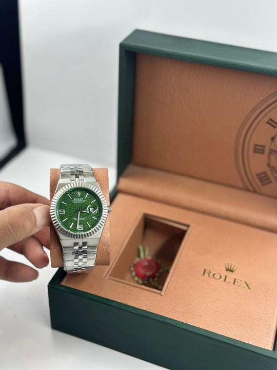 Rolex Land Dweller Green Dial Silver Chain