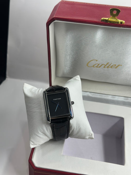Cartier Tank Black Dial (Black Strap)